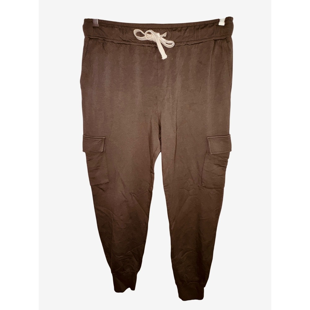 Monrow Womens Army Green Cargo Joggers Drawstring Pants Large Csual Luxury Gym